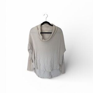 Altar’d state slouchy boho cowl neck henley top with lace detail